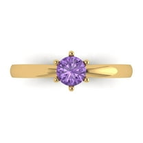 0.5 ctw Solitaire Anniversary Ring for Women | Round Cut Simulated Alexandrite | Hyperallergenic Solid 18K Yellow Gold