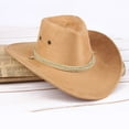 thumbnail image 3 of Visland Cowboy Hat, Faux Suede Hats for Men and Women Classic Pinch Front Wide Brim Fedora Western Outback Outdoor Hat,Spring Summer Cool Pure Color Cap for Outdoor, 3 of 7