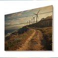 thumbnail image 2 of Designart "Coastal Wind Turbines with Propellers I" Landscapes Print on Natural Pine Wood, 2 of 5