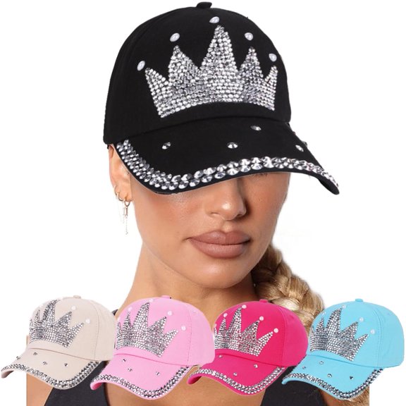 RITUMO Studded Rhinestone Crystals Ponytail Hat Bling Mesh Baseball Caps for Women Fashionable Open Top Sun Hats Beige