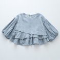thumbnail image 2 of Conti Kids Toddler Girls Long Bell Sleeve Shirts Ruffle Cotton Blouse Top Blue 4-5 Years, 2 of 4