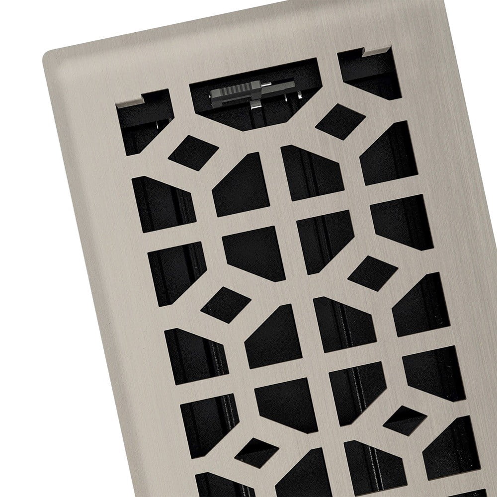 Imperial RG3396 Brushed Nickel Templar Design Louvered Floor Register - 4inch x 12inch Duct Opening