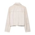 thumbnail image 4 of Unir Women Relaxed Peter Pan Collar Button Front Cropped Suede Jacket Long Sleeve Pocket Casual Daily Outer Coat 1PC XS-XL Plus Size Friendly, 4 of 7