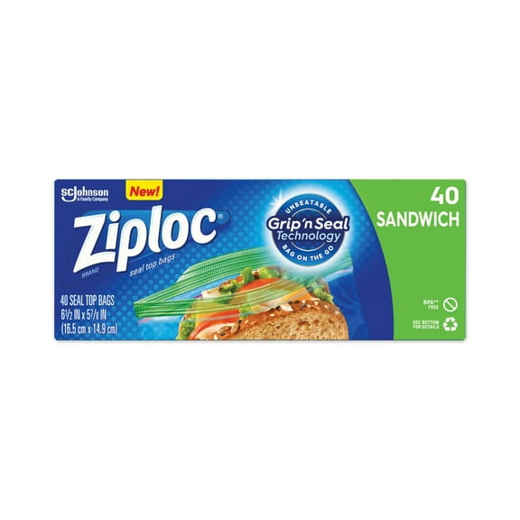Ziploc 383179 6.5 in. x 5.88 in. Resealable Sandwich Bags - Clear (480/Carton)