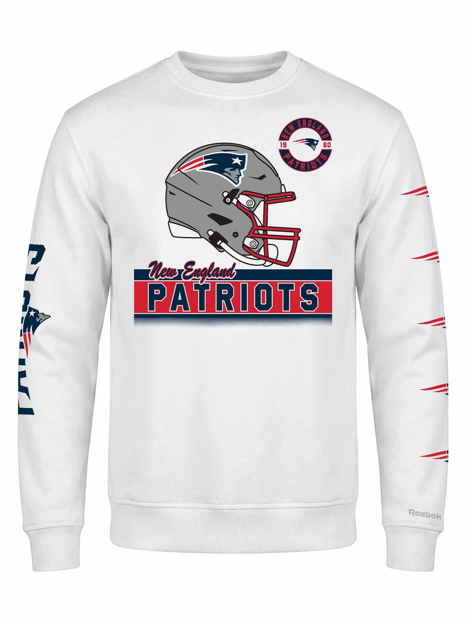New England Patriots Reebok Mens White Crew Sweatshirt