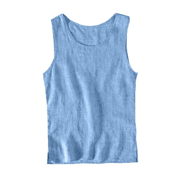 Krdevn Men's Summer Retro and Linen Undershirt Men Loose Casual Linen Shoulders Men Thin Breathable Vest T Shirt,Tank Tops Men,XXL