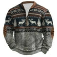 thumbnail image 5 of Mens Christmas Quarter Zip Pullover Hoodless Sweatshirt Long Sleeve Crewneck Thermal Lined Winter Warm Top, 5 of 5