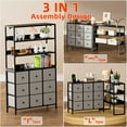 thumbnail image 4 of 62" Dresser for Bedroom with 3-Tier Open Storage Shelves, Dresser for Closet with 9 Dressers, Large TV Stand for 50, 60, 75 Inch TV, for Bedroom, Closet, Entryway, Black and Gray, 4 of 16