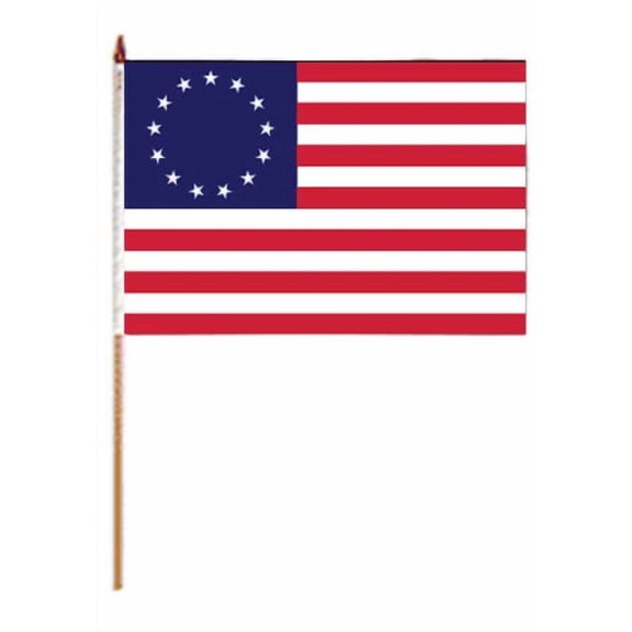 12X18 12"X18" Historical Betsy Ross 13 Stars Stick Flag Wood Staff 100D