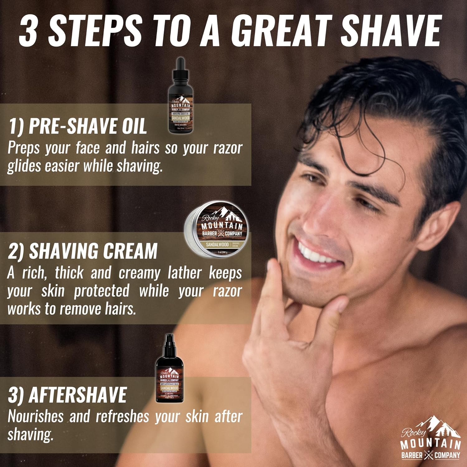 Shaving Cream for Men - With Natural Sandalwood Essential Oil - 5 oz Hydrating, Anti-inflammatory Rich & Thick Lather for Sensitive Skin & All Skin Types by Rocky Mountain Barber Company - 5 Ounce - image 4 of 8