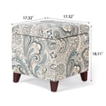 thumbnail image 4 of Homebeez Printed Linen Cube Storage Ottoman with Solid Wood Legs, Cube Footstool, Storage Cabinet, 18" H Weight Capacity 300LB Blue, 4 of 5