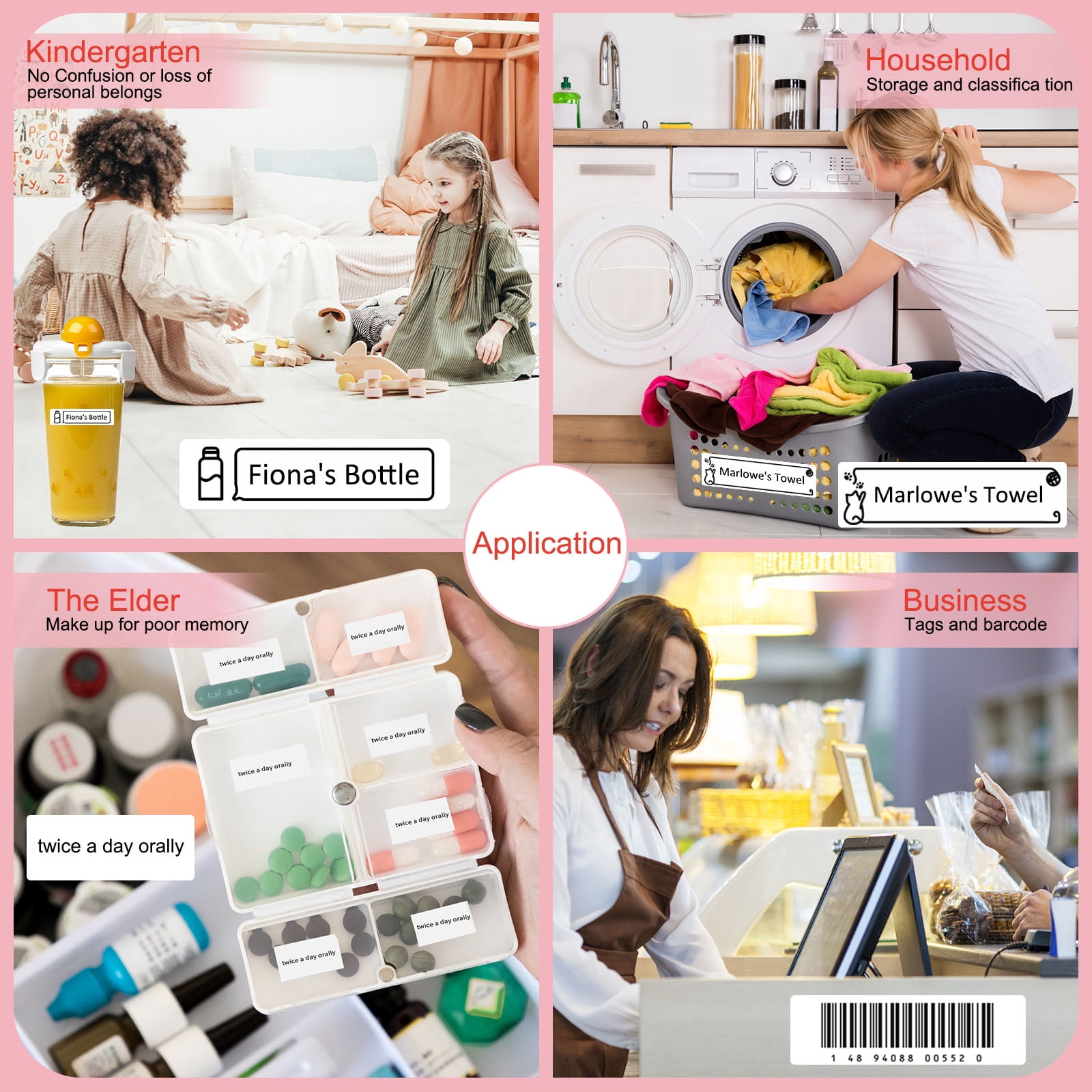 GREENCYCLE D30S White Portable Mini Portable Label Maker- with 3 Roll 12/14mm Width Thermal Label Paper Wireless Bluetooth Label Printer App Control Easy to use for Home Office School Organization