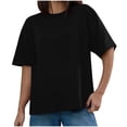 thumbnail image 1 of JIUKE T-Shirts Oversize pour Femmes Manches Courtes Col Rond Chandails en Molleton Été Décontracté Ample, 1 of 9