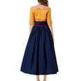 thumbnail image 6 of Meichang Medieval Renaissance Dress for Women Vintage Short Sleeve Color Block Patchwork Peasant Dresses with Corset Lace Up Victorian Gothic Dress, 6 of 10