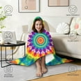 thumbnail image 4 of Wearable Blanket,Rainbow Tie Dye Mandala Pattern Hooded Wearable Flannel Blanket for Adults & Teens,Winter Poncho Shawl Wrap Cape Cozy Anti-Pill,50"x60", 4 of 5