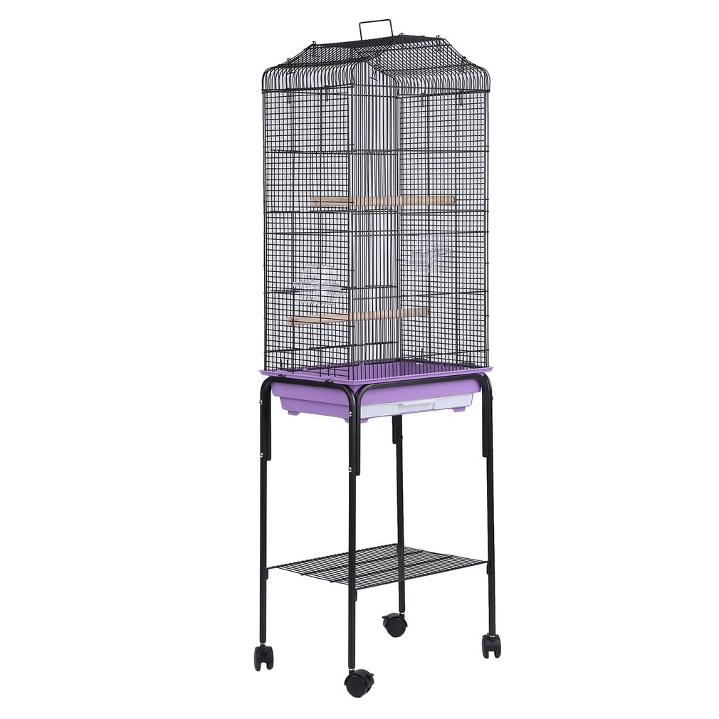 Folding Large Iron Bird Cage Stable Cockatiel Parakeet Finch Canary Cage With Stand Wheels Animals House Cages