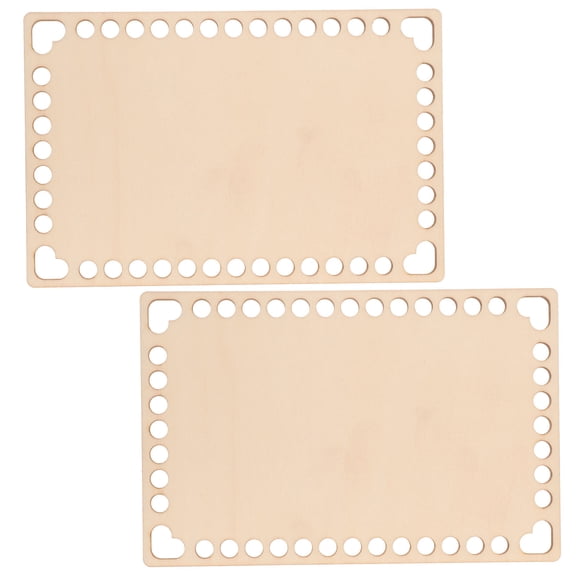 OFFIGAM 2-Pack Crochet Basket Bottom with Wood Base Replacement for Craft Projects and DIY Tools Beige