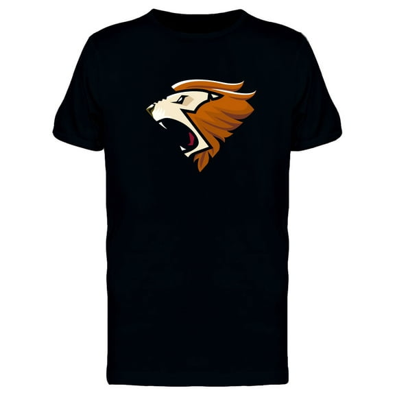 Cool Lion Mascot Roaring Cartoon T-Shirt Men -Image by Shutterstock, Male Large