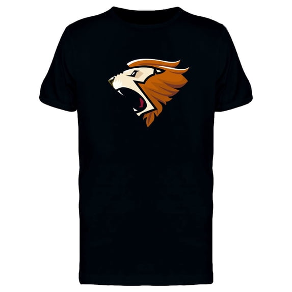 Cool Lion Mascot Roaring Cartoon T-Shirt Men -Image by Shutterstock, Male Large