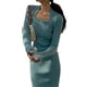 thumbnail image 2 of Vestido ajustado Vintage para mujer, vestido ajustado de manga larga, cómodo, transpirable, con cuello cuadrado, 2 of 8