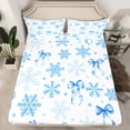 thumbnail image 2 of Homewish Cartoon Bowknot Ribbon Full Size Sheets,Merry Christmas Snowflake Bed Sheets,White Blue Dots Sheet Sets For Girls Boy,Breathable Home Decor,4 Pieces, 2 of 7