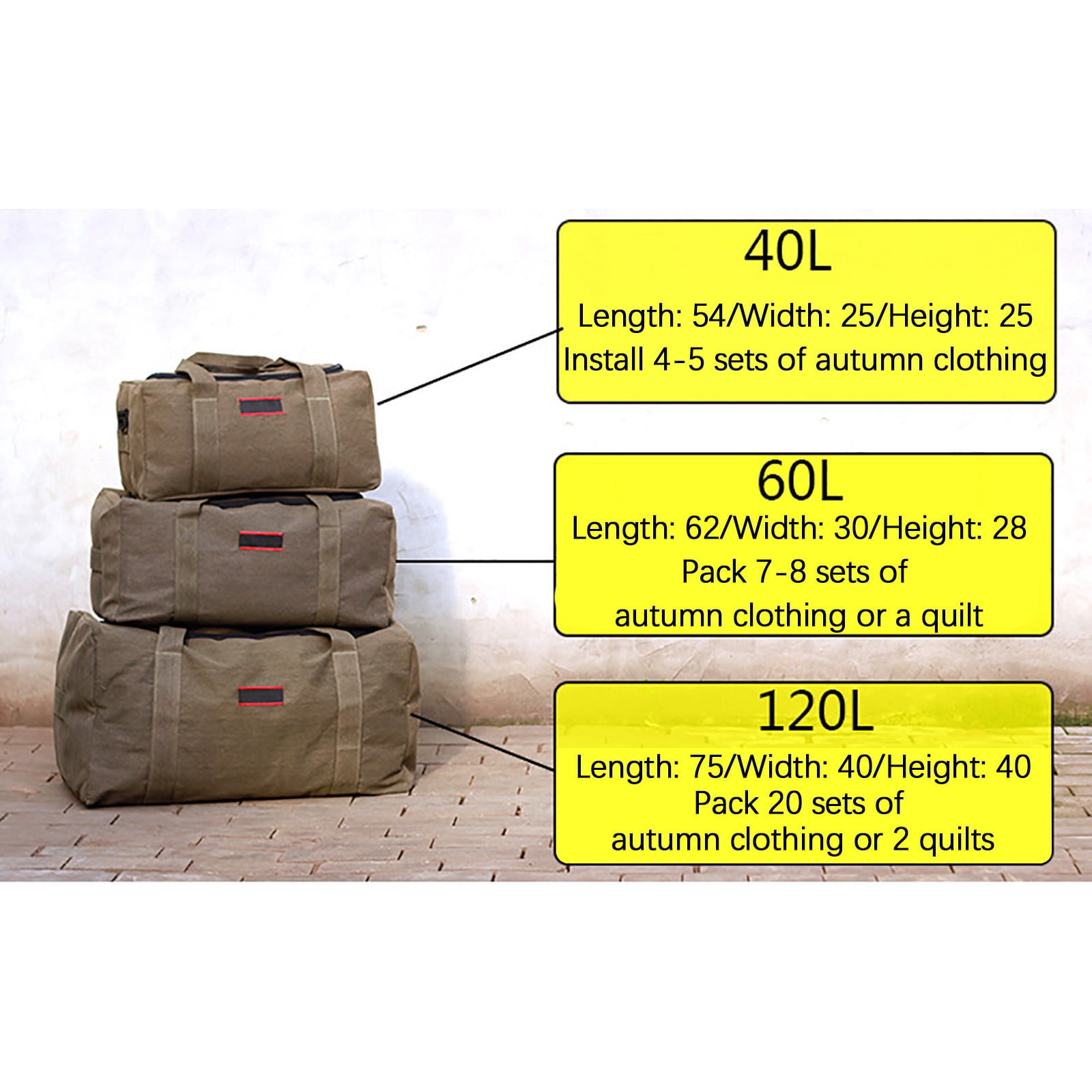 openpig Heavy-Duty Canvas Shoulder Duffle Bag - Rugged Travel Gym Gear Equipment Bag - Canvas Duffle Bag for Travel, Duffel Overnight Weekend Bag(A)