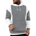 thumbnail image 3 of Men's Casual Sport Color Block Hooded Pullover Long Sleeve Hoodie for Winter Athletic Wear,Gray,3XL, 3 of 6