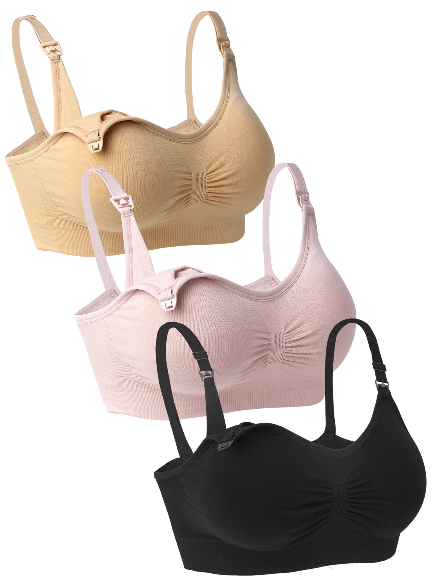 Ilovesia - Ilovesia Womens 3Pcs Nursing Bra Nude+Black+Light Pink Size ...