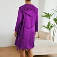 thumbnail image 4 of Wyobmus Mens Satin Robe Short Lightweight Silky Bathrobe with Hood Long Sleeve Spa Knee Length Loungewear with Pockets S-2XL Purple*, 4 of 5