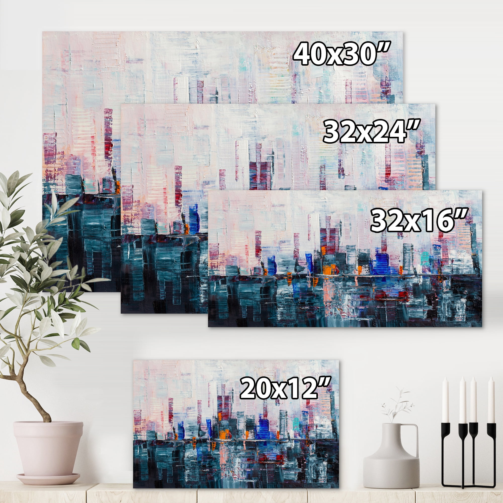 Designart ' Modern Abstract City Skyscrapers ' Modern Canvas Wall Art Print