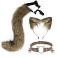 thumbnail image 1 of Diadema con orejas de gato de imitación hecha a mano, accesorios de cola de zorro, conjunto de orejas de bestia secundarias, collar con horquilla, 1 of 4