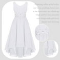 thumbnail image 6 of Rswnyirn Flower Girl Dress Juniors Wedding Bridesmaid Dress Chiffon High-Low Hem Prom Party Pageant White 6, 6 of 7