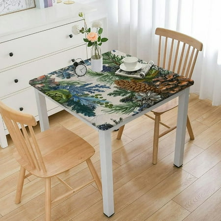 

YANMS Pine Cone Flowers Square Tablecloth Waterproof 100% Polyester Fiber 52*52