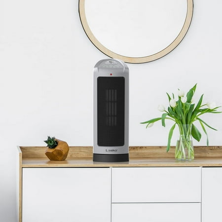 Lasko - Oscillating Ceramic Tower Heater with Electronic Controls - Silver/Black