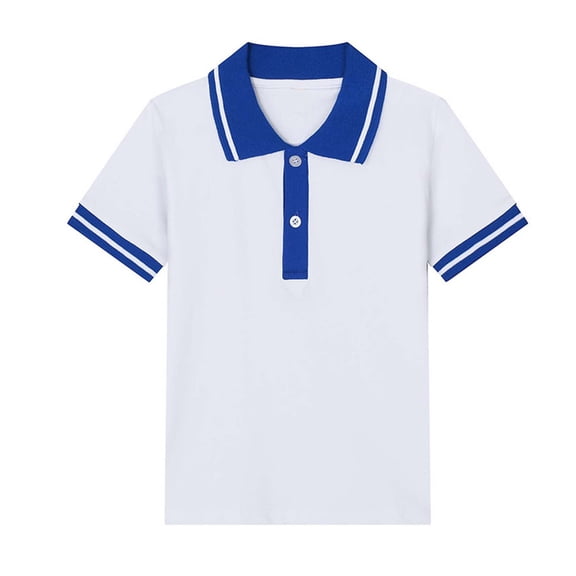 Nskgu Boys'Short Sleeve Fashion Polo Shirt Button Closure Soft Comfortable School Uniform