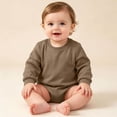 thumbnail image 3 of Kezqiaxn Newborn Onesies Crew Neck Long Sleeve Bodysuit Solid Color Cotton Rompers Fall Winter Baby Clothes 0-24Months, 3 of 7
