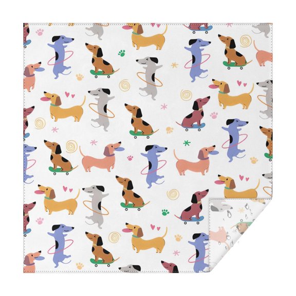 Dachshund Sport Square Tablecloth,Waterproof Square Table Cover,Wipeable Spillproof Washable Table Cover for Home Kitchen Party Decor 42"X42"(107x107cm)