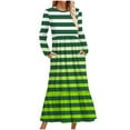 thumbnail image 1 of Robes de Mariage de Plage pour Mariée Femmes Automne Manches Longues Robes Maxi 2024 Décontracté Col Rond Fluide Ligne a Robe d'Invitée de Mariage avec Poches P-199 Vert TTG, 1 of 1
