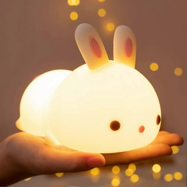 Night Light Night Light for Kids, Cute Rabbit Lamp, 7 Colors Night Light for Nursery, Kawaii Cute Teen Girl Room Decor, Toddler Nursery Battery Baby N