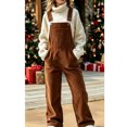 thumbnail image 3 of Vynhevius Women's Corduroy Bib Overalls Adjustable Straps Wide Leg Pockets Loose Casual Winter One Piece Pants, 3 of 8