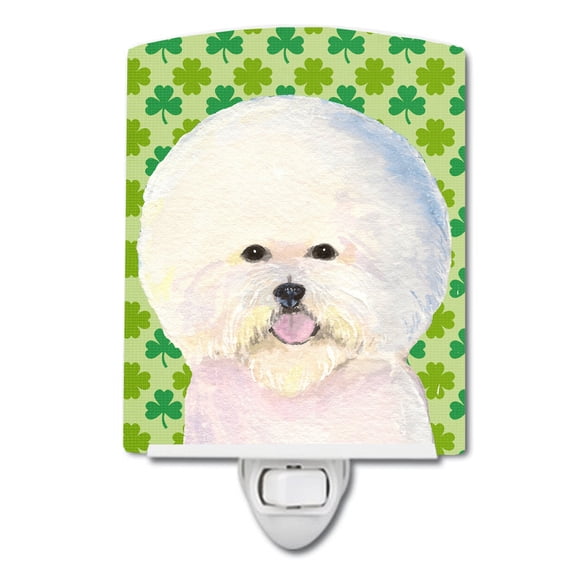 Caroline's Treasures SS4457CNL Bichon Frise St. Patrick's Day Shamrock Portrait Ceramic Night Light, 6x4x3", multicolor