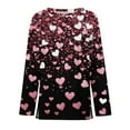 thumbnail image 5 of Lumtrix Valentine Shirts for Women Love Heart T Shirt Long Sleeve Valentines Gift Shirt Casual Crew Neck Tee Plus Size Side Split Tops Black M, 5 of 7