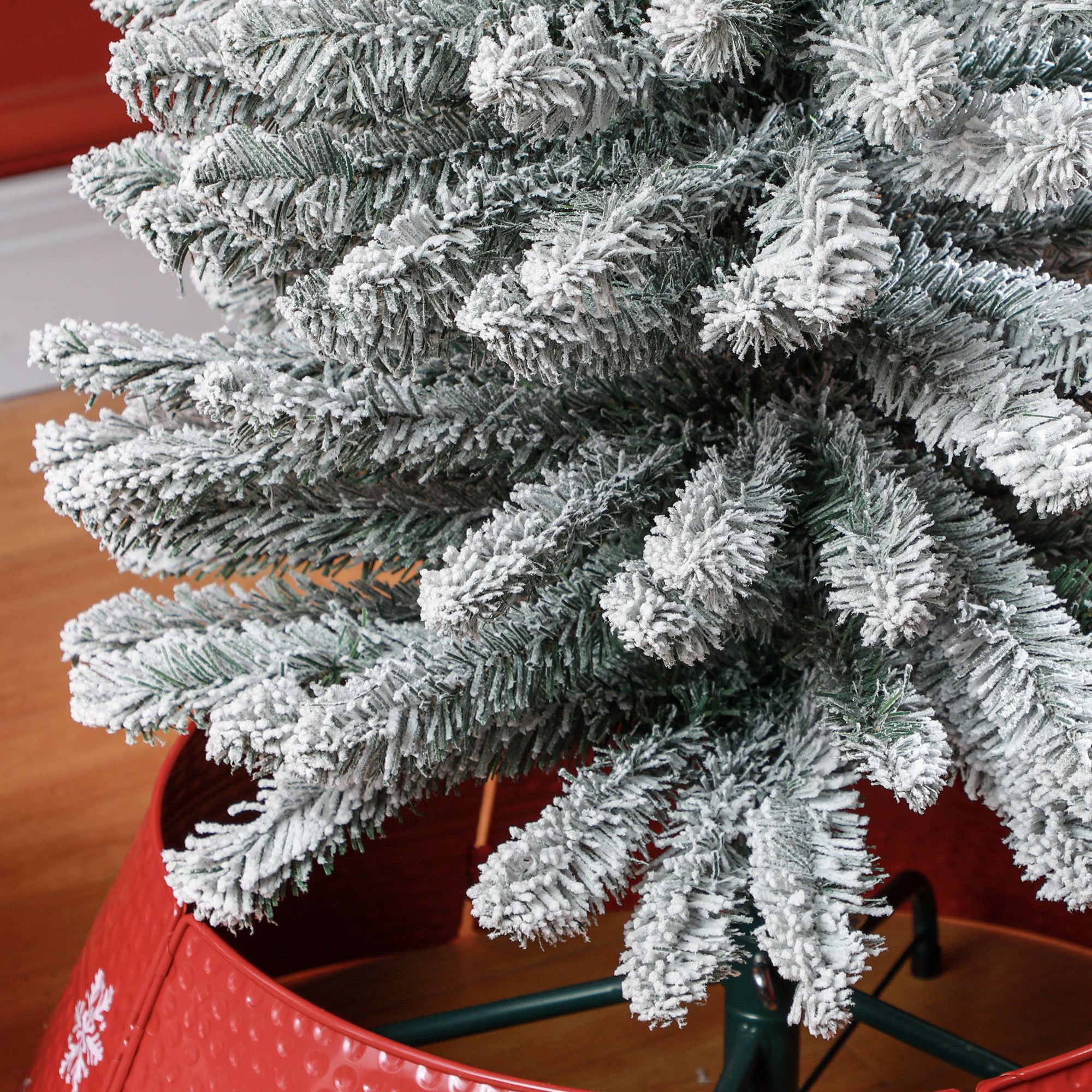 Alvantor Christmas Tree Snowy Pencil with 405 Tips, Unlit with Metal Stand 22.8"x22.8"x82.7" 7ft White