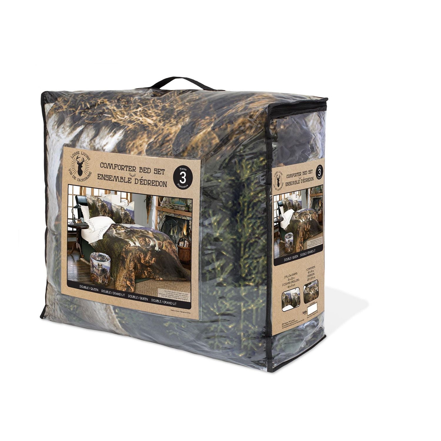 Safdie & Co. Comforter Set 3PC K Deer In Snowy Forest