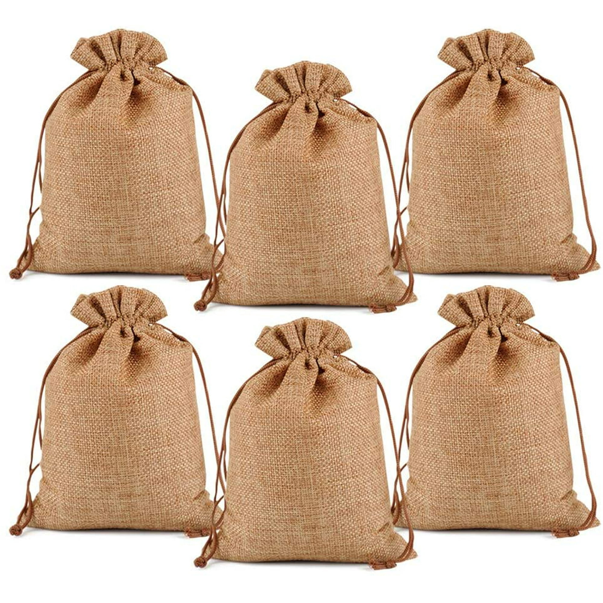 50Pcs 18cm x 23cm Coffee 25 50 100PCS Burlap Gift Bags Wedding Hessian Jute Bags Linen Jewellery Pouches with Drawstring for Party Wedding Present Art and DIY Craft 50Pcs Coffee 7 x 9 Walmart