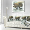 thumbnail image 3 of Designart River in Woods Watercolor - Landscape Painting Throw Pillow - 16x16, 3 of 5
