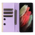 thumbnail image 3 of Desugned For Samsung Galaxy S21 Ultra Wallet Phone Case,With Suction Cup Fastener,Flip Folding Kickstand,With Card Slots,Wrist Strap&Shoulder Strap,Shockproof PU Leather Phone Case,Purple, 3 of 9