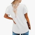 thumbnail image 5 of qucoqpe Women Casual Solid Short Sleeve Crew Neck Smocked Ruffle Hem Flowy Tops Fashion Summer Loose Fit Basic Tunic Blouses, 5 of 5