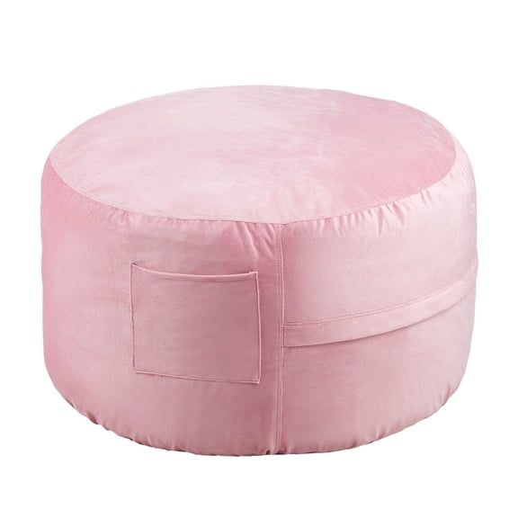 Bean Bag Chair 3ft Round, Memory Foam Filled, Washable Cover, Velvet, Pink - Bedroom/Playroom Lounger