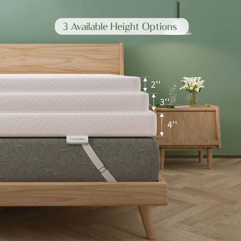 Linsy Living 3 inch Cool Gel Memory Foam Mattress Topper Full,High Density Foam Bed Topper for Pain Relief,Breathable and Washable Cover with Straps